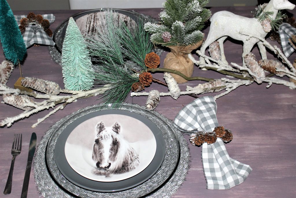 horse dishes christmas tablescape