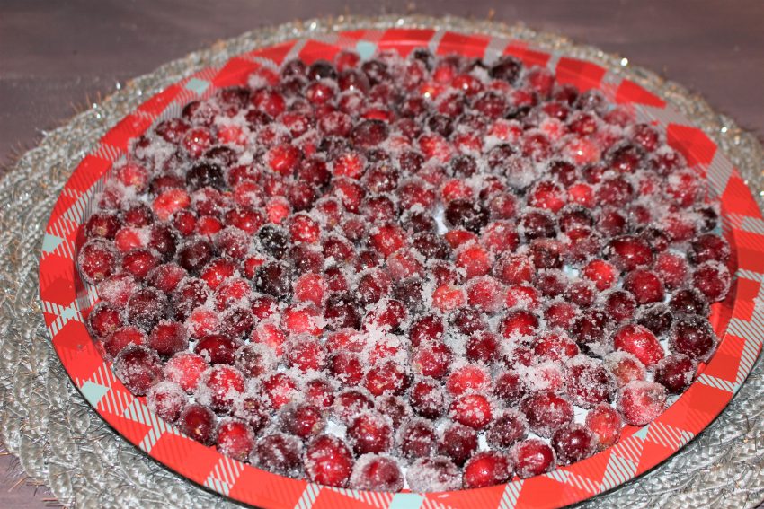 sugared cranberries on plate
