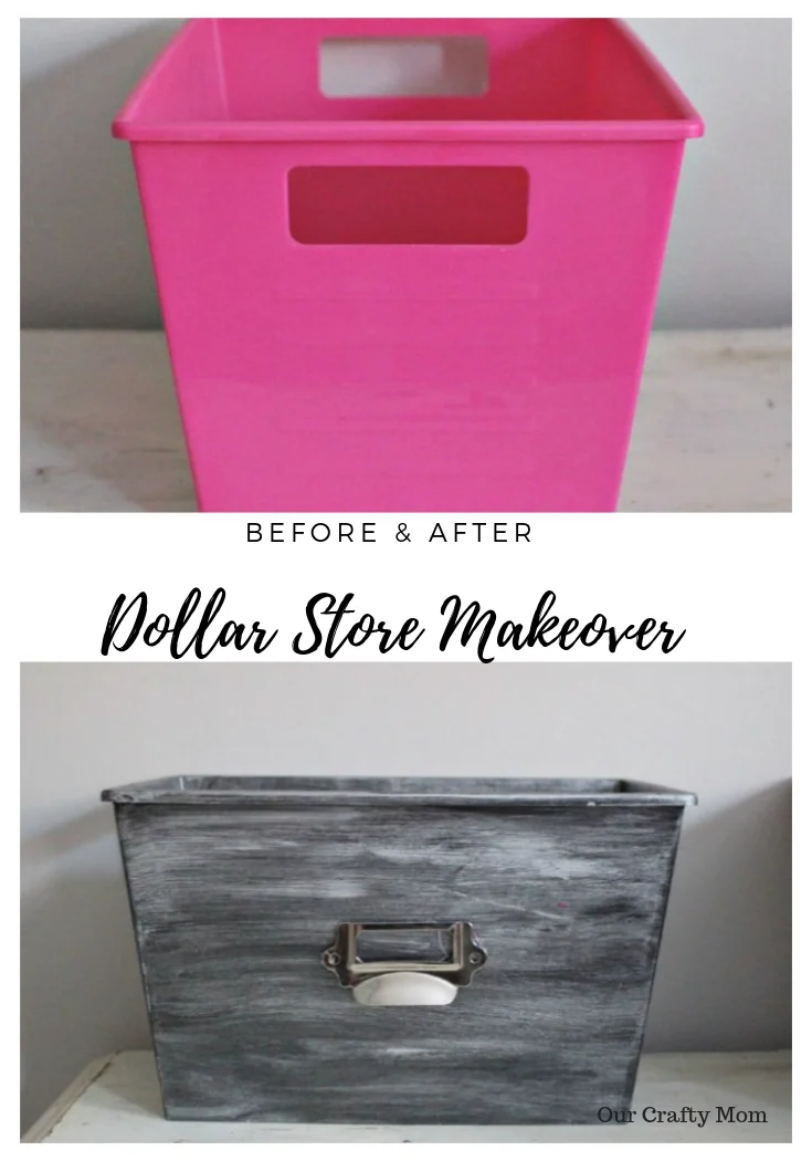 How To Paint Dollar Store Plastic Bins To Look Like Metal Our Crafty Mom