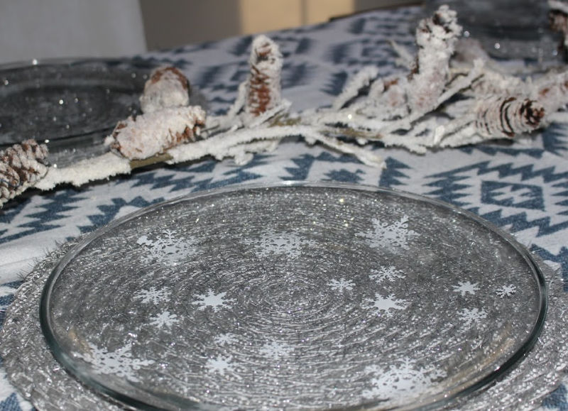 Snowflake Plates Winter Tablescape