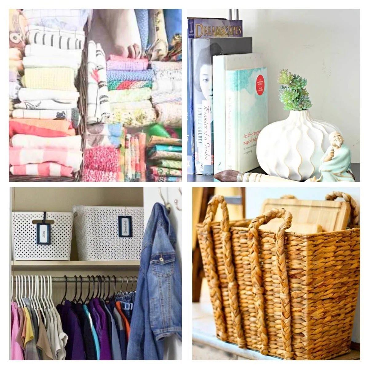 4 image collage konmari organizing