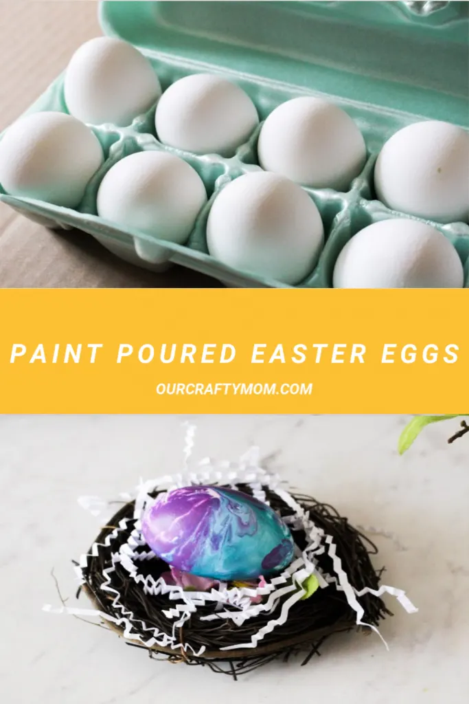 paint pouring on easter eggs