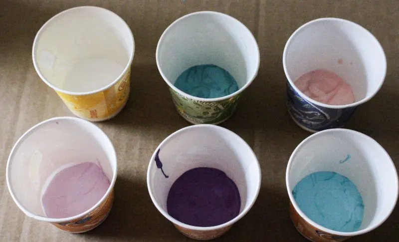 acrylic paint in dixie cups