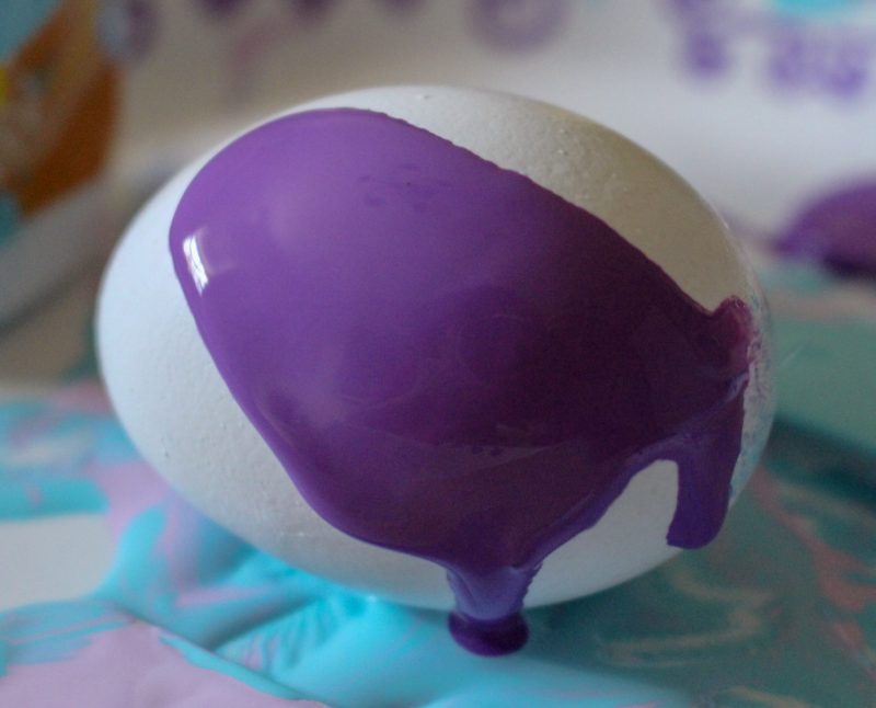 purple paint on egg
