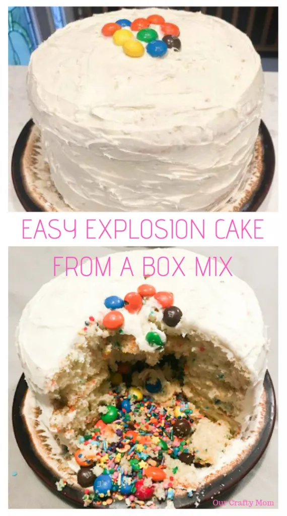 Easy Explosion Cake From A Box Mix #ourcraftymom