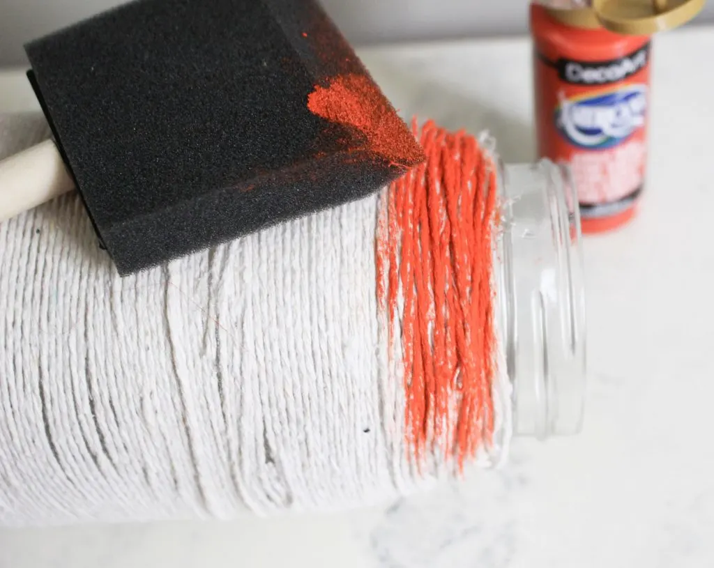 red paint on twine