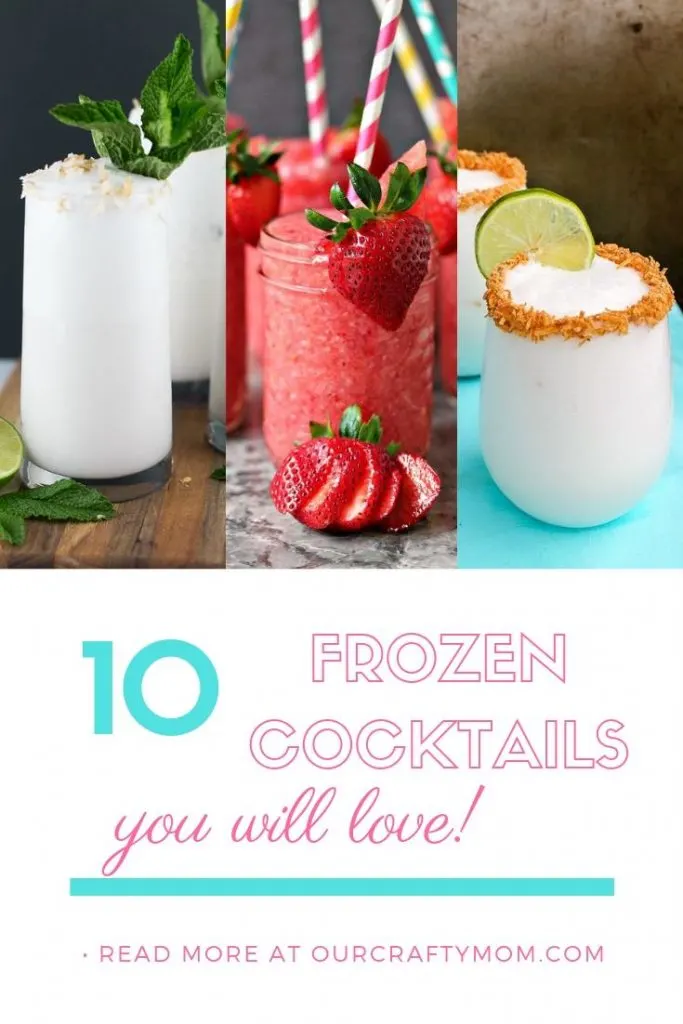 frozen summer cocktails collage of three drink recipes
