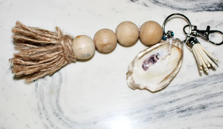 oyster shell keychain