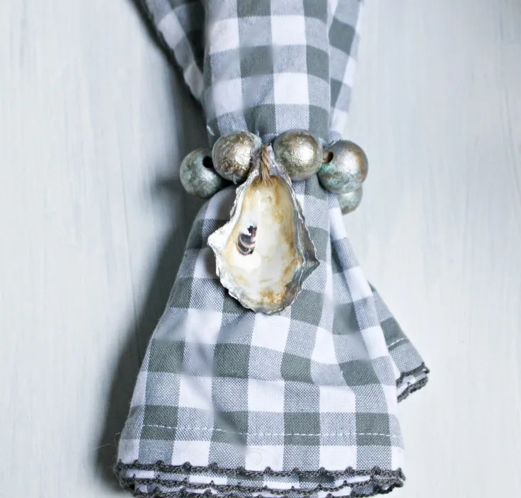 wood bead oyster napkin rings