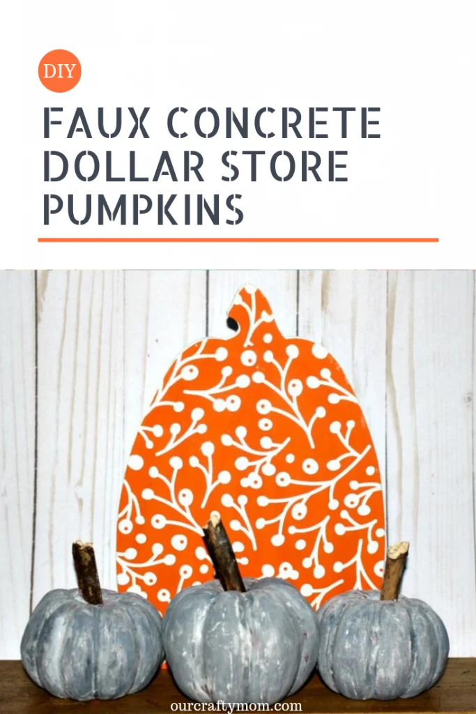 faux concrete dollar store pumpkins