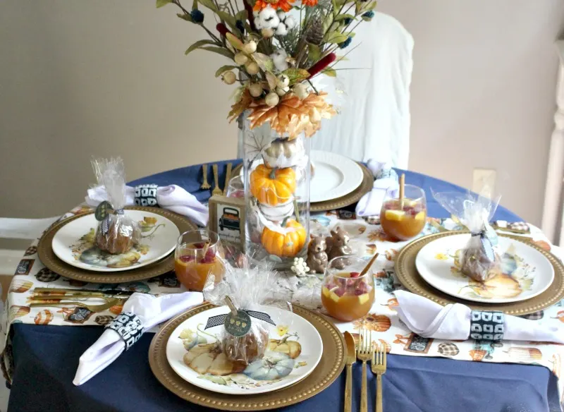 Full view of fall tablescape