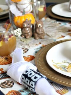 fall tablescape with a pumpkin patch theme