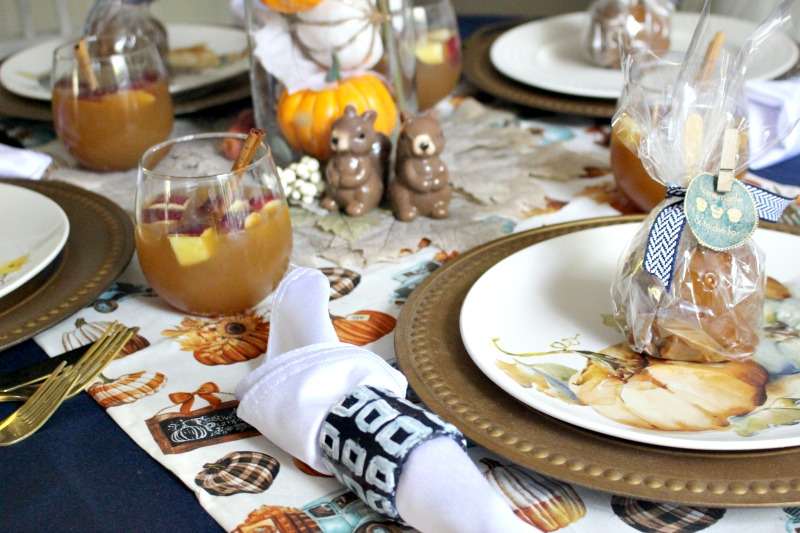 fall tablescape with a pumpkin patch theme