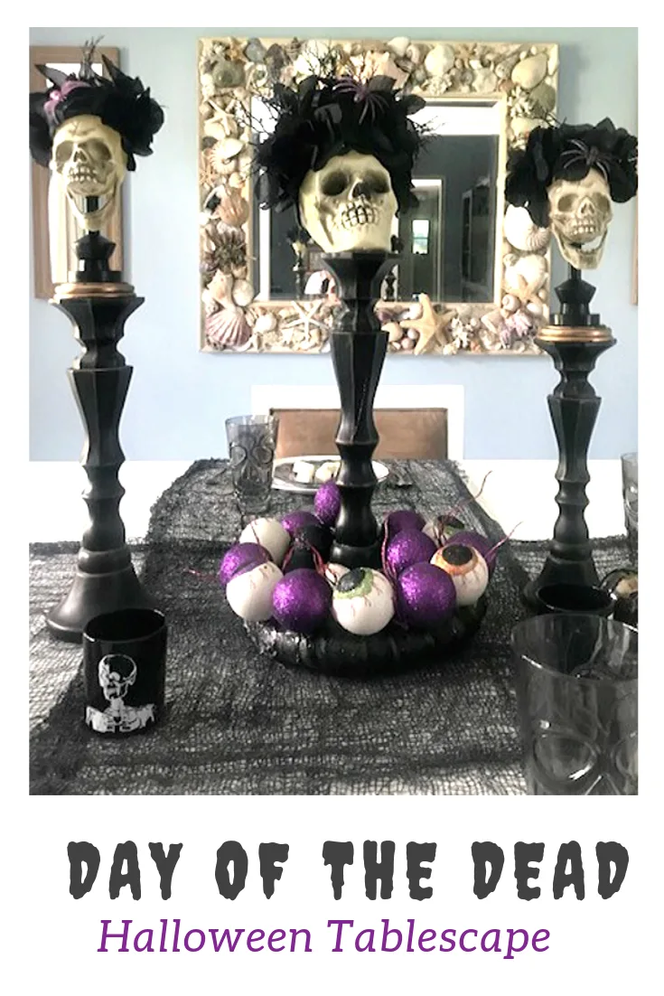 day of the dead halloween tablescape pin image