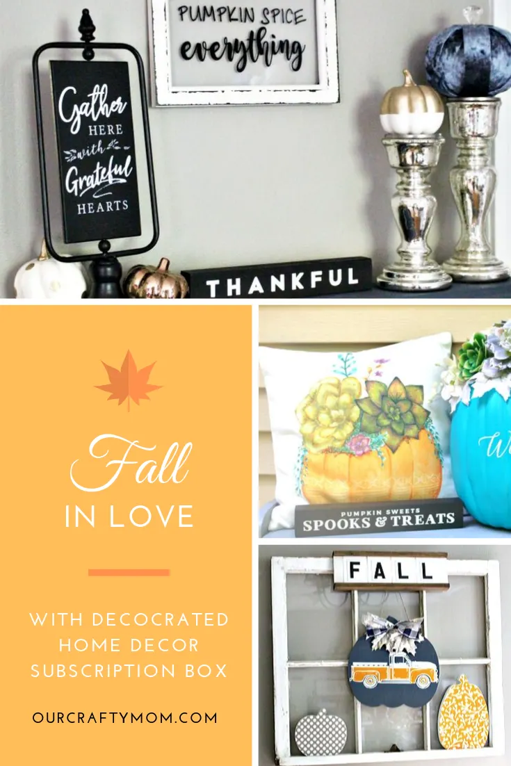 Decocrated home decor subscription box collage of three images of fall home decorating