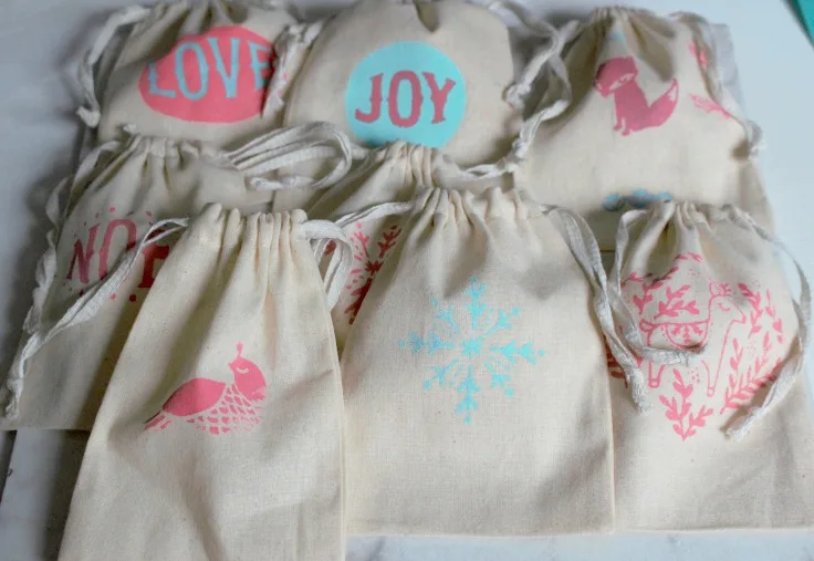 canvas bags for advent calendar with drawstring