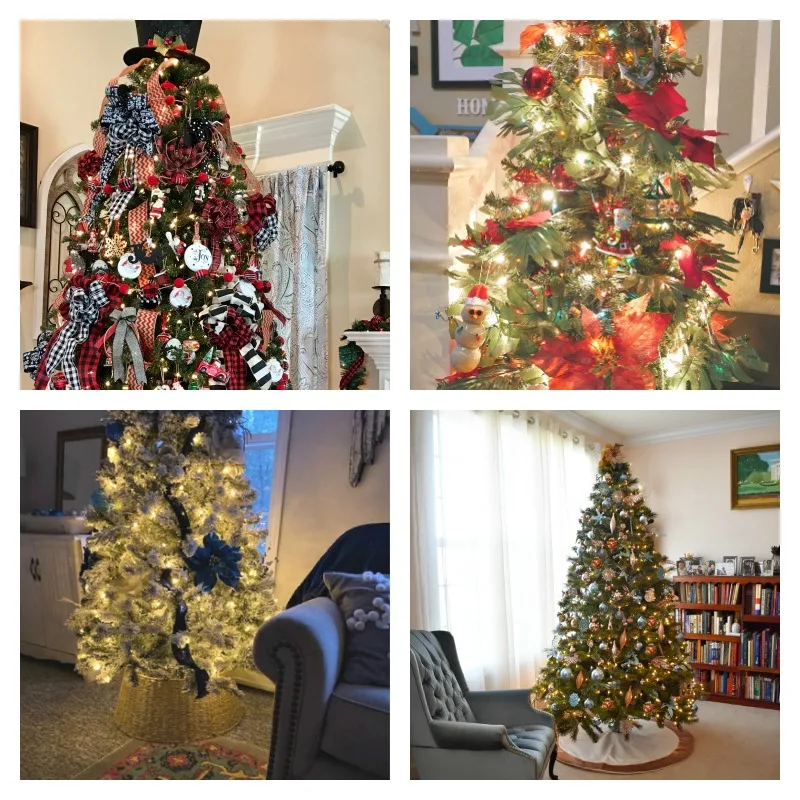 collage of finished christmas trees