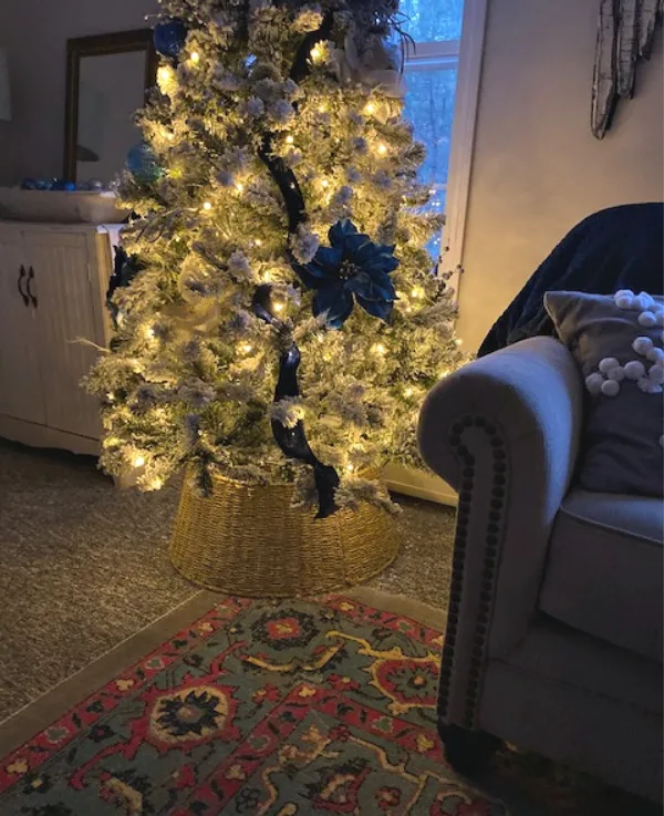 navy velvet flocked christmas tree