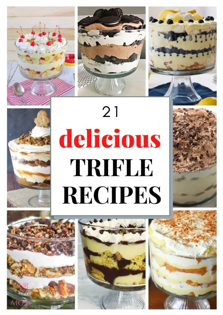 collage of 9 trifles with text overlay