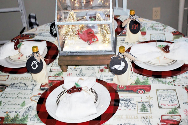 little red truck tablescape