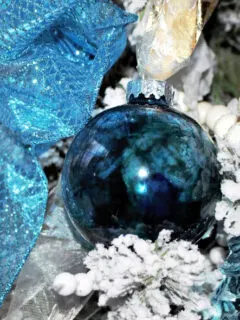teal alcohol ink ornaments