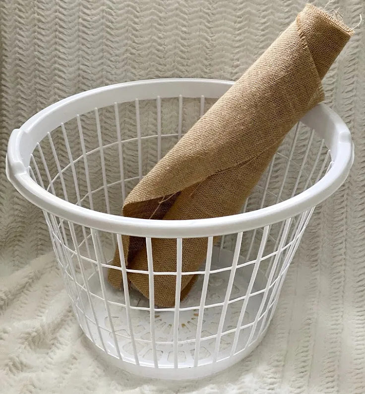 dollar store basket with burlap