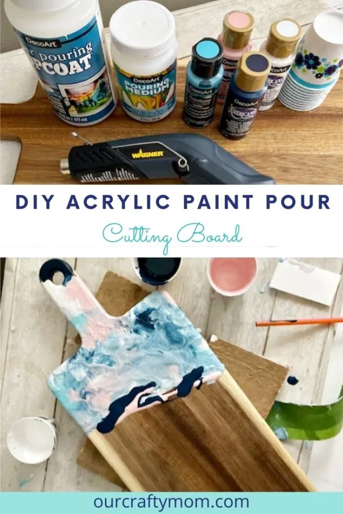 diy acrylic paint pour cutting board