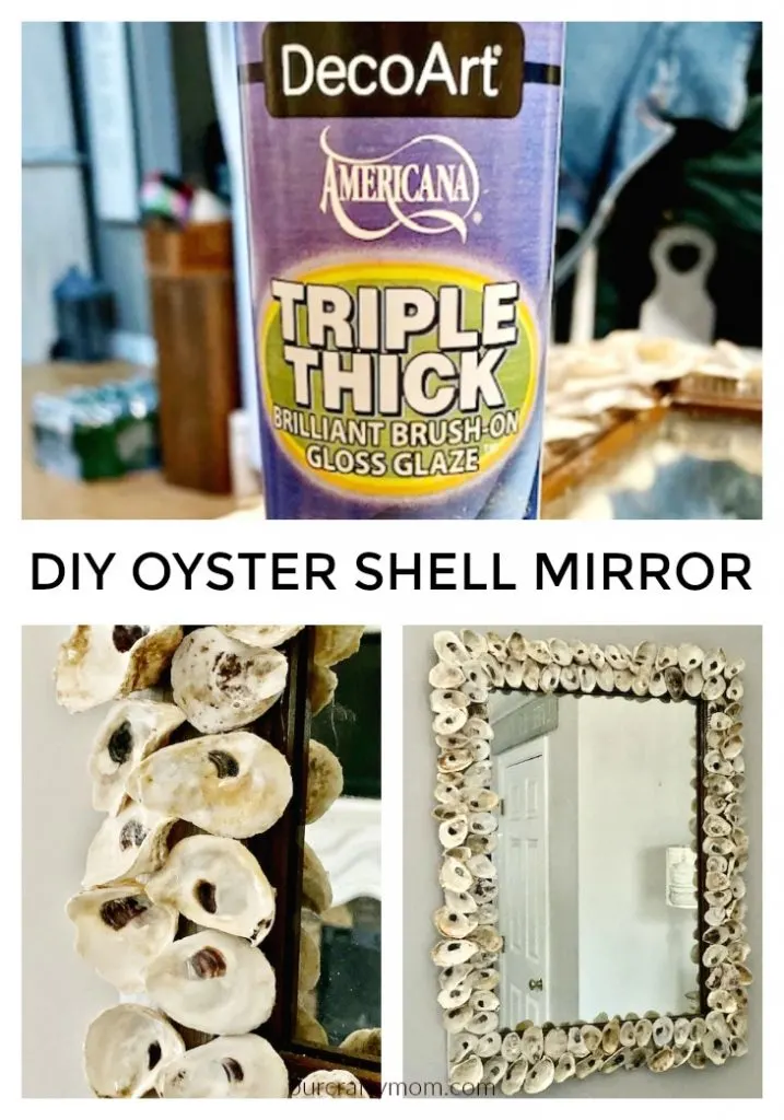 oyster shell mirror with triple thick gloss glaze