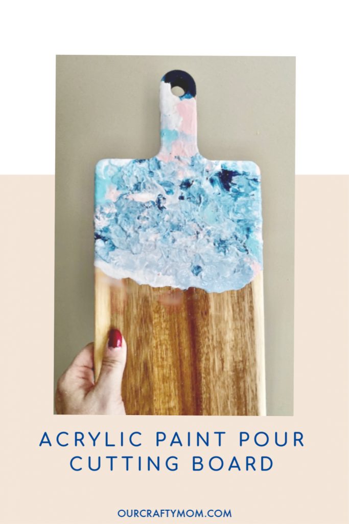 diy cutting board with acrylic paint pouring