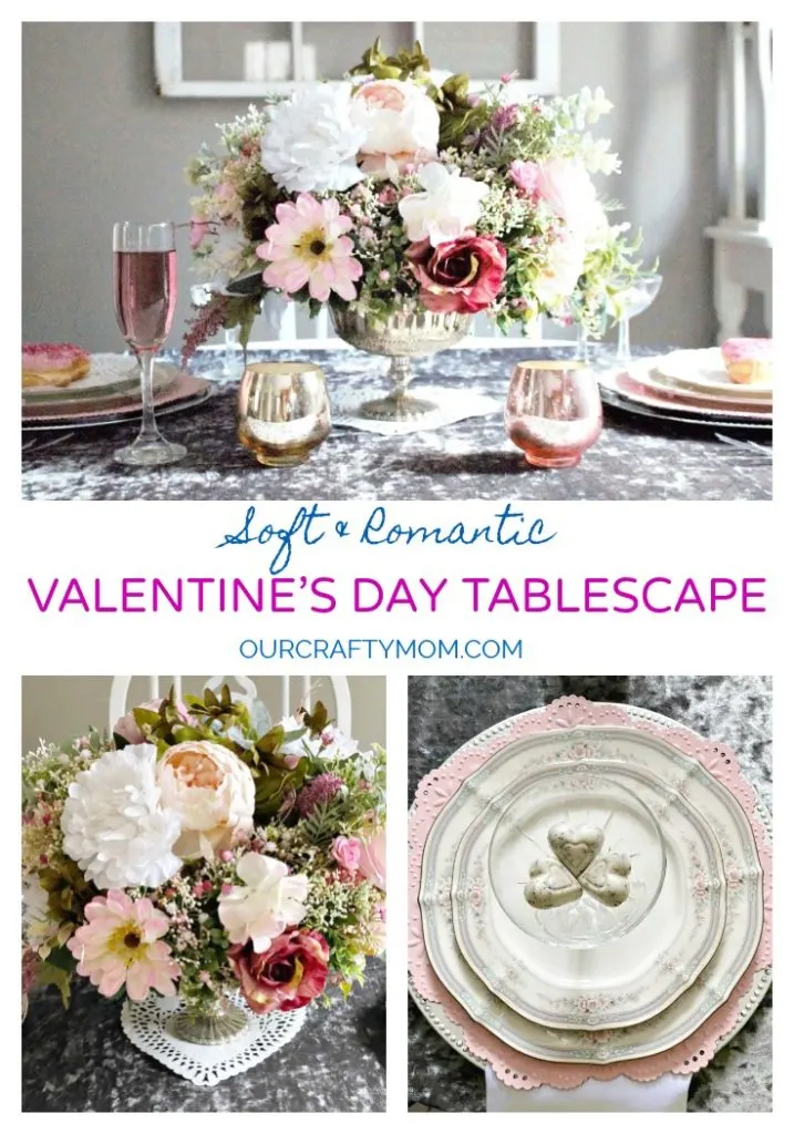 valentine's day tablescape pink and gray