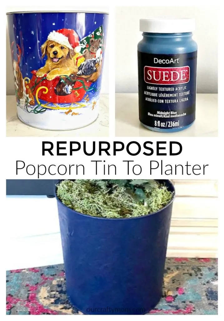 Repurposed Popcorn Tin To Planter