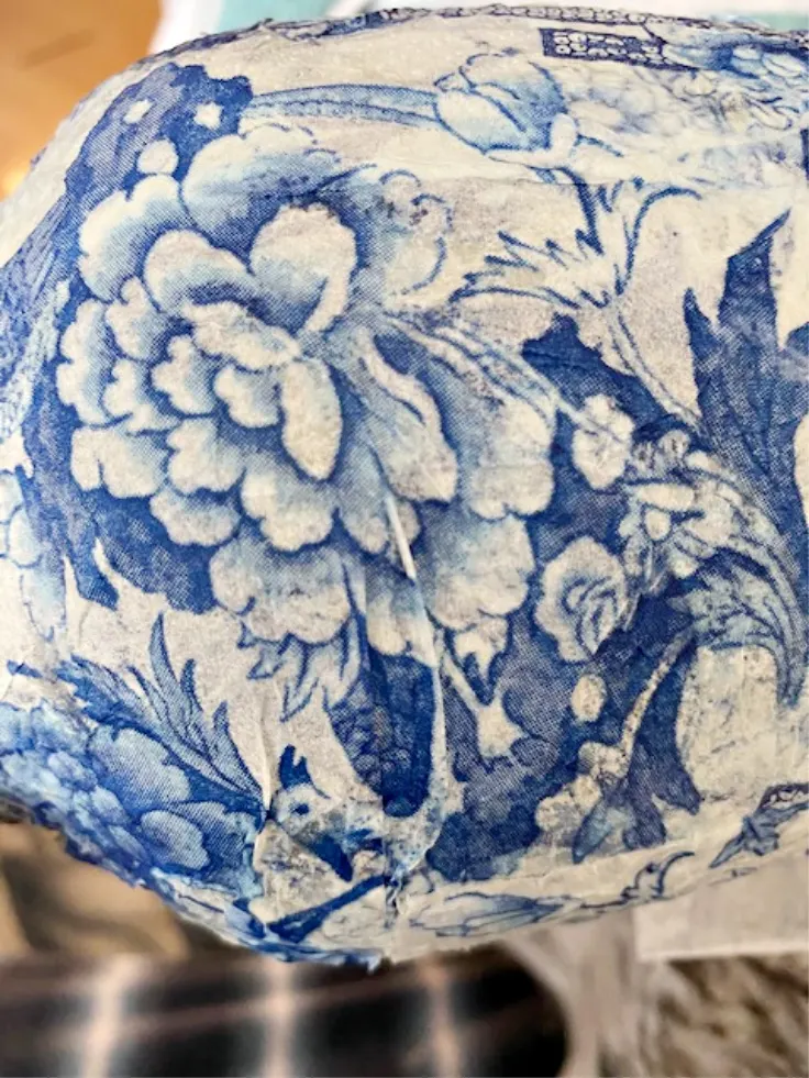 close up of chinoiserie on vase