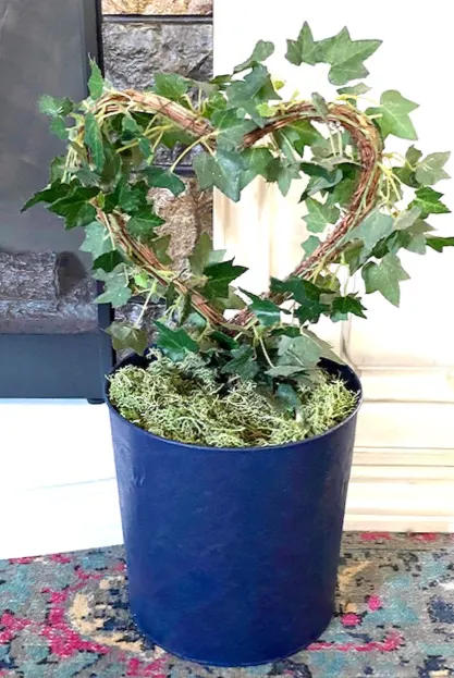 ivy plant in faux suede planter