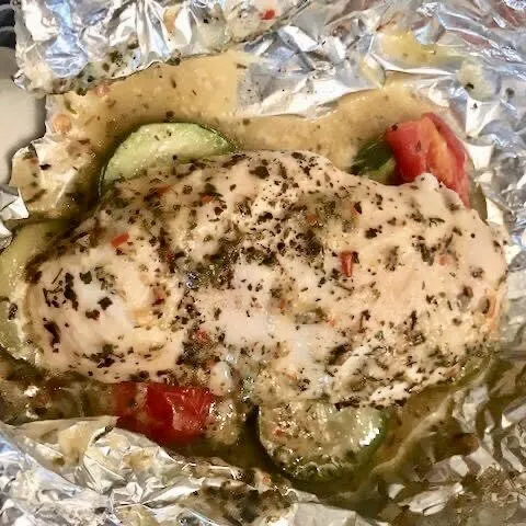 Foil Packet Garlic Parmesan Chicken & Veggies On The Grill