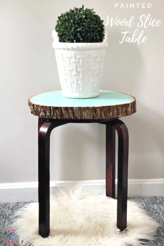 painted wood slice table