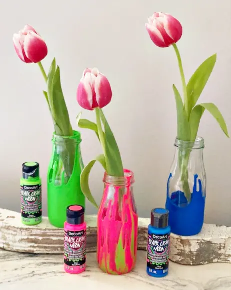 paint dipped jars with tulips