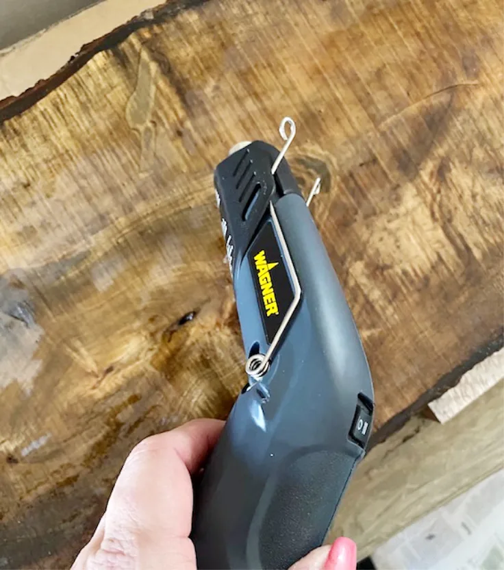heat gun on wood slice