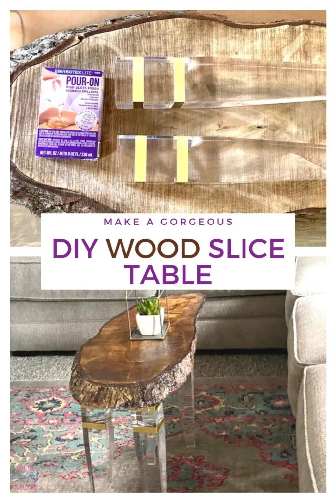 Collage diy wood slice table