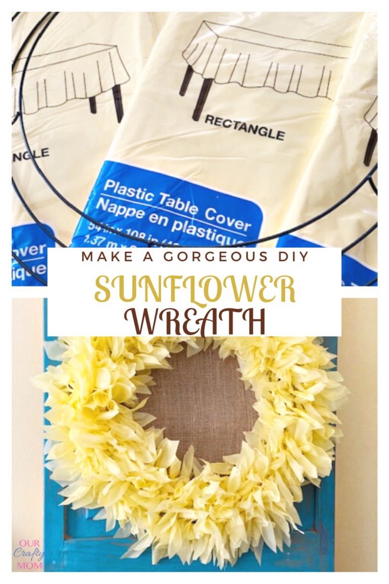 Make A Fun Sunflower Wreath Out Of Plastic Tablecloths