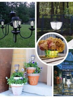 collage with five diy solar lights