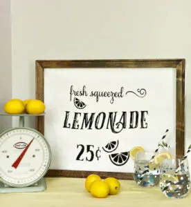 lemonade sign with lemons