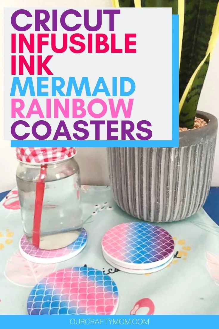diy mermaid rainbow infusible ink coasters