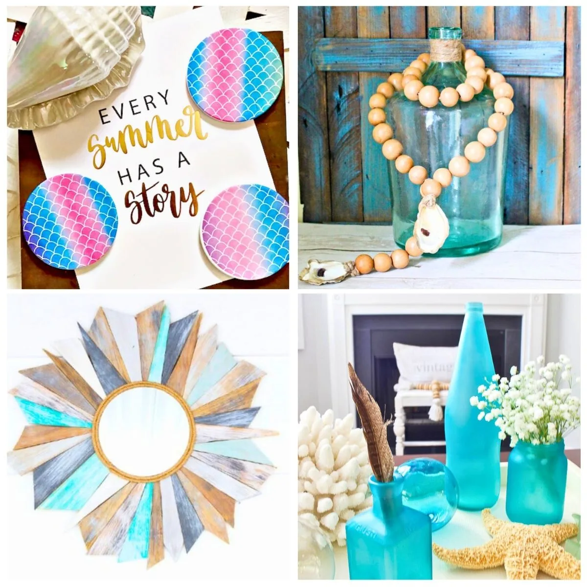 4 IMAGE COLLAGE coastal home decor ideas