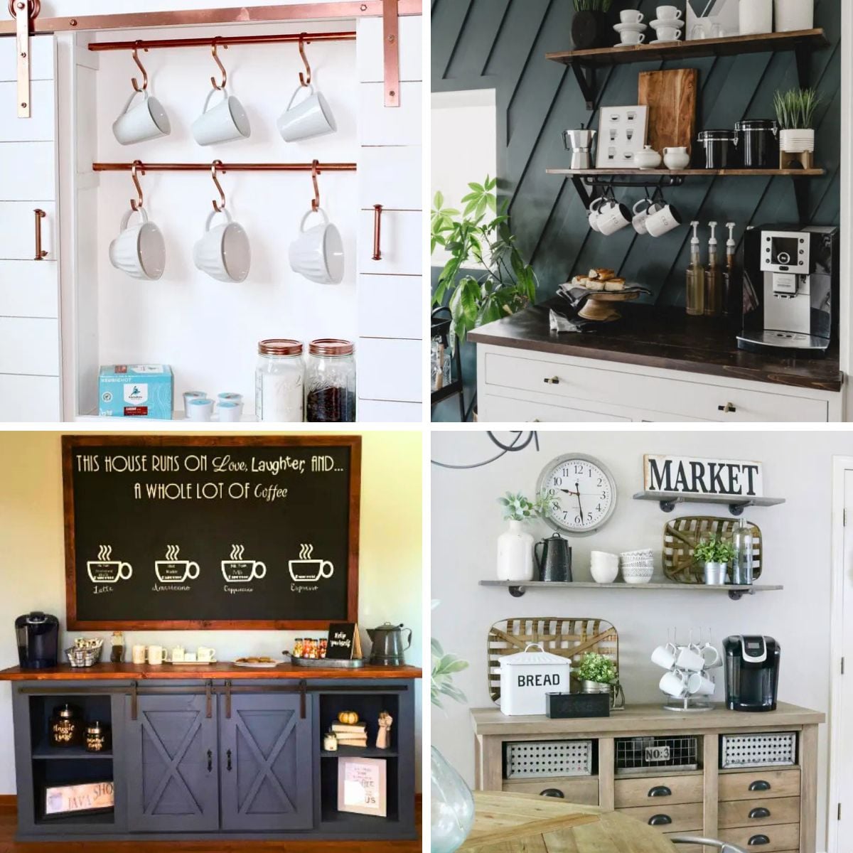 4 image collage with diy coffee station projects