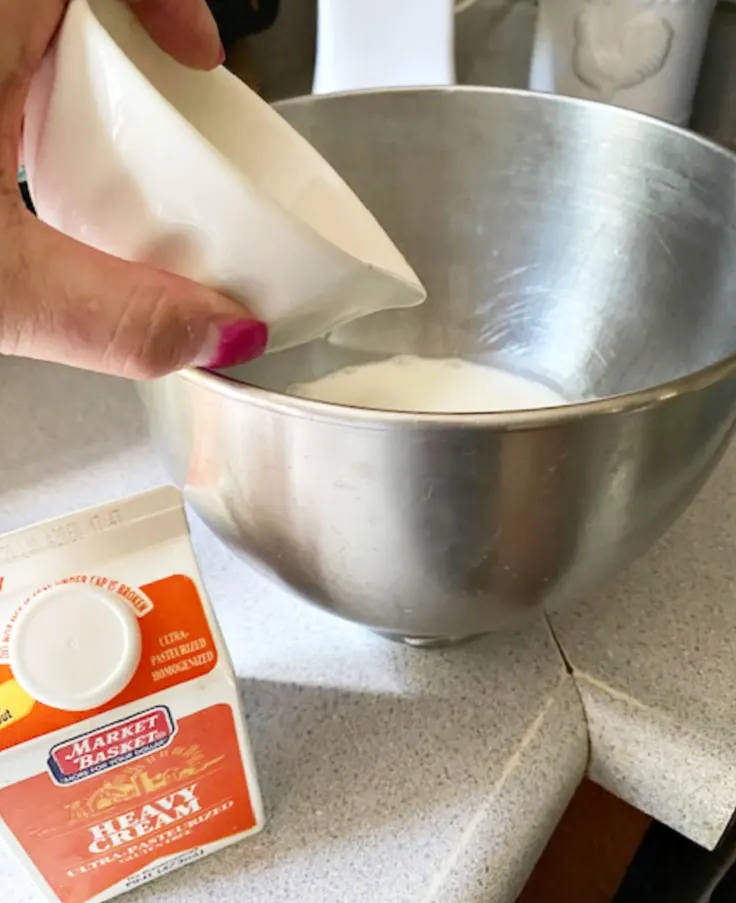evaporated milk in mixer