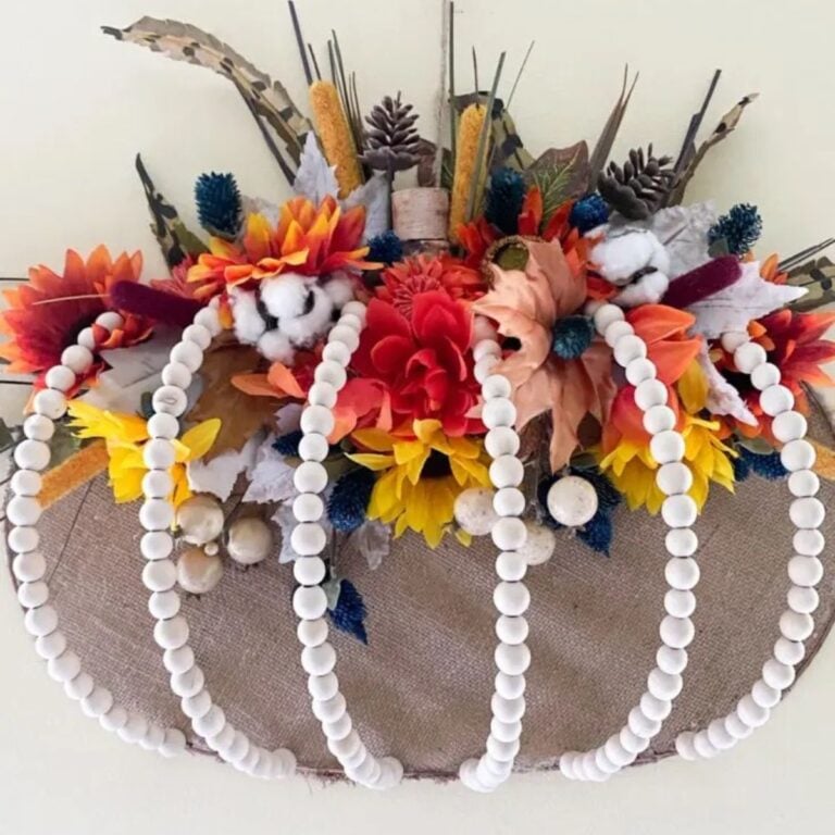 wood bead pumpkin door hanger from dollar tree