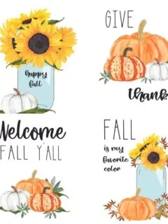 set of 4 watercolor printables