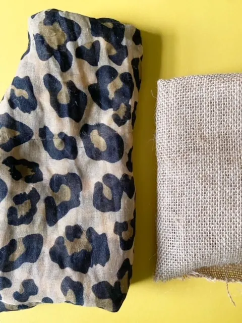 leopard and burlap fabric