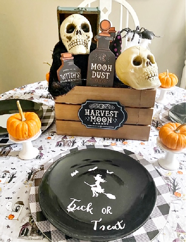 front view of halloween tablescape