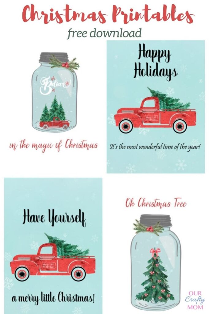 Free Holiday Mason Jar And Little Red Truck Christmas Printables